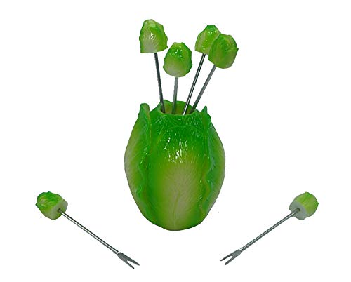 (D) 7-pc Cute Fruit Picks Set Cabbage for Home Party Decoration and Tableware