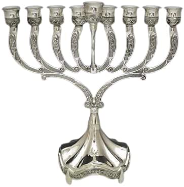 (D) Judaica Silver Plated Menorah, Chanukah Holiday Decor 11''
