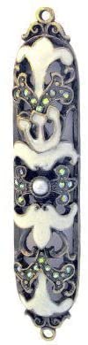 (D) Judaica Jeweled Mezuzah with Stones 4'' (White)