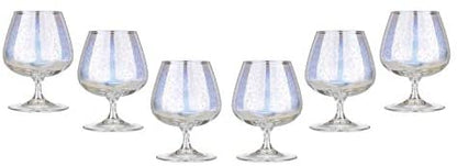 Brandy Stemmed Glasses Set 13.5 Oz 'Rainbow' Crystal Glassware Set of 6