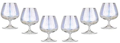 Brandy Stemmed Glasses Set 13.5 Oz 'Rainbow' Crystal Glassware Set of 6