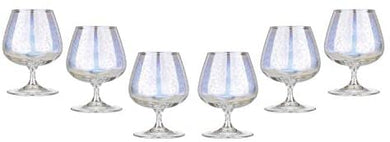 Brandy Stemmed Glasses Set 13.5 Oz 'Rainbow' Crystal Glassware Set of 6