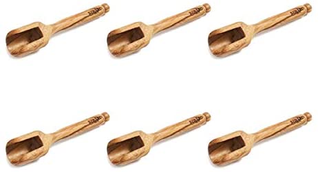 (D) Flour Scoop Mini Wooden Salt Shovel Berard Vintage Hand Made (6 PC)