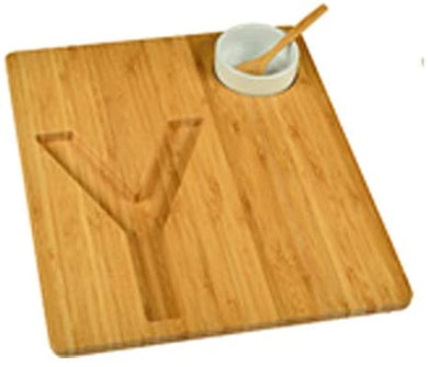 (D) Alphabet Bamboo Cheese Brown Charcuterie Board Wood Platter (Y)
