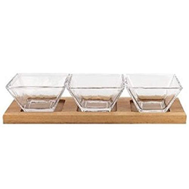 (D) Clear Condiment Glass Bowl Set for Spice Set 4-pc. Serving Set for Snacks