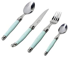 (D) Laguiole French, Flatware Set with 24-pc, Vintage (2 PACK) (Turquoise)