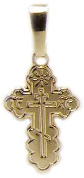 (D) Religious Gifts,14 KT Gold Three Barred Cross, Pendant Jewelry