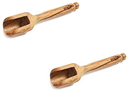 (D) Flour Scoop Mini Wooden Salt Shovel Berard Vintage Hand Made (2 PC)