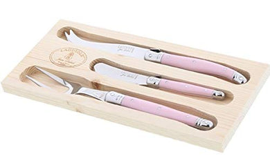 (D) Laguiole Flatware French 3pc Cheese Set Vintage (Pink)