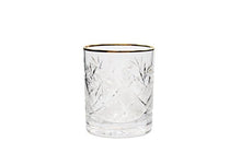 Set of 6 Vintage Cut Crystal Scotch Whiskey Glasses 11 oz, DOF Glassware with Gold Rim (Rocks Glass)