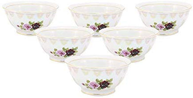 Royalty Porcelain 6pc Floral Set of Bowls for 6 'Roses' 24K Gold Plated Ornament