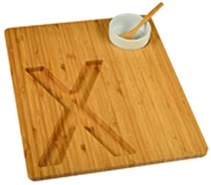 (D) Alphabet Bamboo Cheese Brown Charcuterie Board Wood Platter (X)
