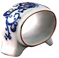 (D) Royalty Porcelain Lomonosov Cobalt Net Blue Napkin Ring 'Singing Garden'