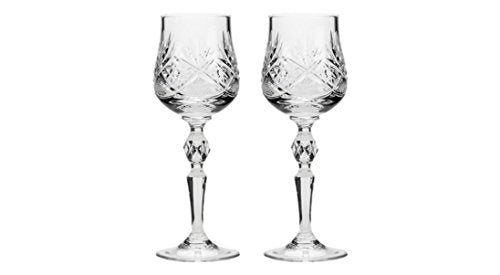 Set of 2 Vintage Russian Crystal Classic Wine Goblets on a Stem 7.5"H