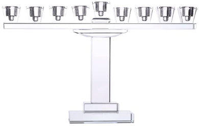 (D) Judaica Crystal Menorahs On Stand for Chanukah Modern 11.8x7''