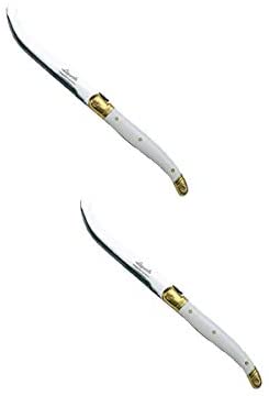 (D) Cheese Knife Laguiole French Hand Made Vintage with Ivory Handle (2 PC)