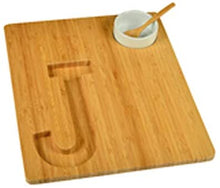 (D) Alphabet Bamboo Cheese Brown Charcuterie Board Wood Platter (J)