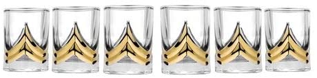 Gold Plated Shot Glasses Set 6-pc Vodka Glasses 'Triumph' 2 Oz