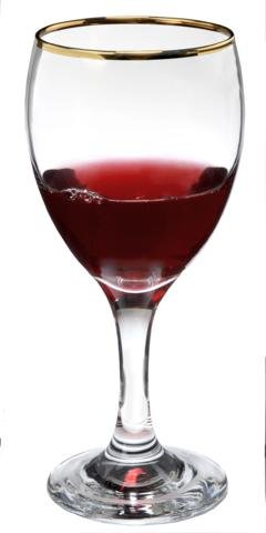 SET of 4-pc Luminarc 'omantic 10oz Crystal-Clear Burgundy Goblets with Gold Rim