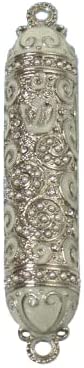 (D) Judaica Smyrna Crystals, Pearls Enamel Mezuzah 4.5 L for Door (White)