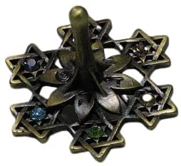 (D) Jeweled Dreidel with Antigue Finish and Stones Judaica Chanukah Decor