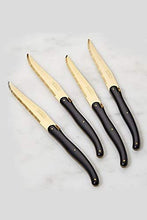 (D) Laguiole French Hand Made New Age 4 PC Steak Knife Set 2 PACK (Gold)