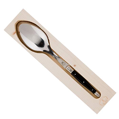(D) Languiole Flatware, French Serving Spoon, Vintage, Hand Made (Black)