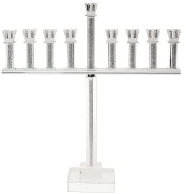 (D) Judaica Menorah Crystal with Stones Chanukah Holiday Decor 20 ''