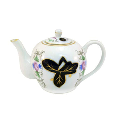 Royalty Porcelain White Teapot with Floral Design 'Vineyard', Coffee Pot
