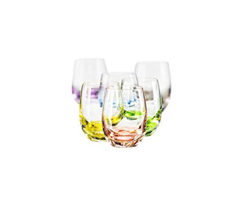 Bohemia Collection Rainbow Set of 6 Shot Multi Colored Crystal Glasses, 2 Oz