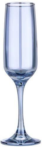 Crystal Champagne Stem Glasses with 6-pc Flutes Set, Blue Glassware