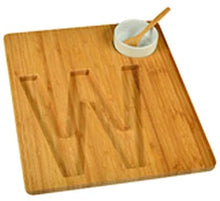 (D) Alphabet Bamboo Cheese Brown Charcuterie Board Wood Platter (W)