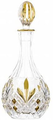 (D) Judaica Crystal Decanter with Classic Design For Liquor or Cognac 29.42 Oz (Gold)
