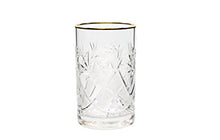 8 oz Crystal Glass for Coffee or Tea with Vintage Cut Design and Gold Rim 1 Piece