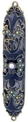 (D) Judaica Jeweled Mezuzah with Stones 4'' (Blue)