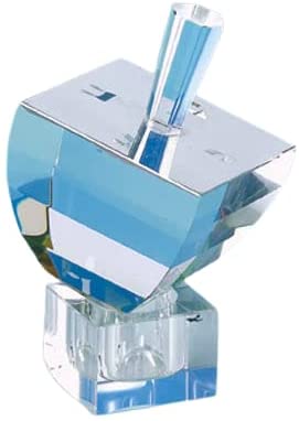 (D) Mirror Top Crystal Dreidel Judaica Hanuka Centerpiece Ornament