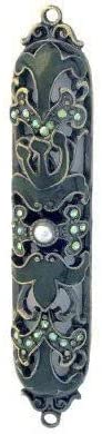 (D) Judaica Jeweled Mezuzah with Stones 4'' (Light Blue)