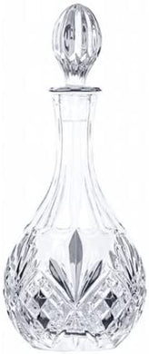 (D) Judaica Crystal Decanter with Classic Design For Liquor or Cognac 29.42 Oz (Silver)