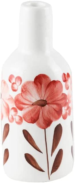 (D) Ceramic Small Bottle, Farmhouse Home Decor Bottle Shaped Vase (Big Flower)