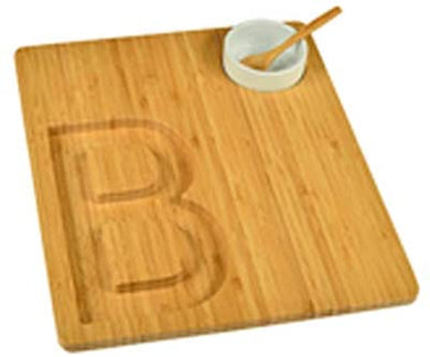 (D) Alphabet Bamboo Cheese Brown Charcuterie Board Wood Platter (B)