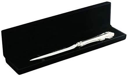 (D) Silver Letter Opener with King's Pattern Handle, Birthday Gift for Colleague