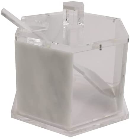 (D) Judaica Honey Dish with Lid and Spoon Acrylic Hexagon