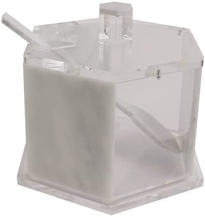 (D) Judaica Honey Dish with Lid and Spoon Acrylic Hexagon