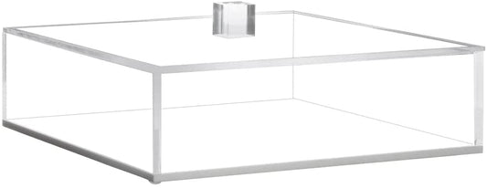 (D) Judaica Lucite Box with White Base and Clear Lid for Square Matzos 8.5''