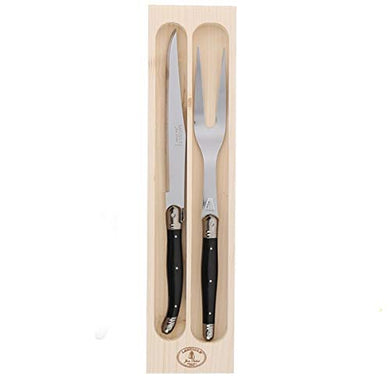 (D) Laguiole Flatware Jean Dubost Carving Set in a Tray (Black)