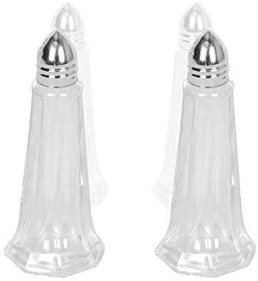 Salt and Pepper Shakers 1 Oz, Tall Silver Cap, Glass Mini Kitchen Utensil 12 Pc