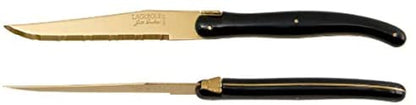 (D) Laguiole French Hand Made New Age 4 PC Steak Knife Set 2 PACK (Gold)