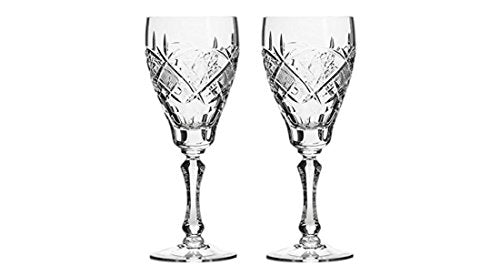Set of 2 Vintage Crystal Classic Tulip Style Wine Glasses on a Stem 7.7 oz