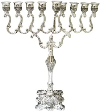 (D) Luxuries Judaica Silver Plated Menorah Chanukah Holiday Decor 16''