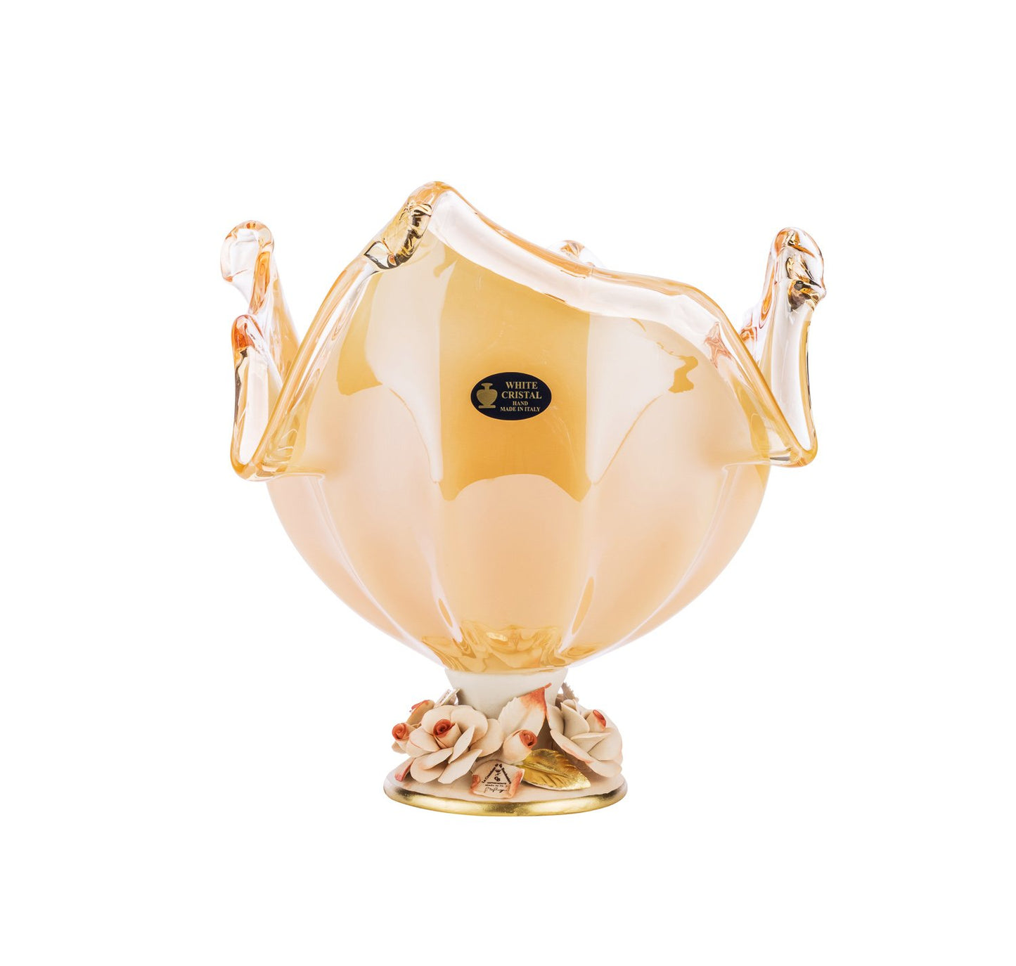 Footed Large Fruit Bowl 'Lambda' Centerpiece Fruit Bowl 12 Inch (Orange)